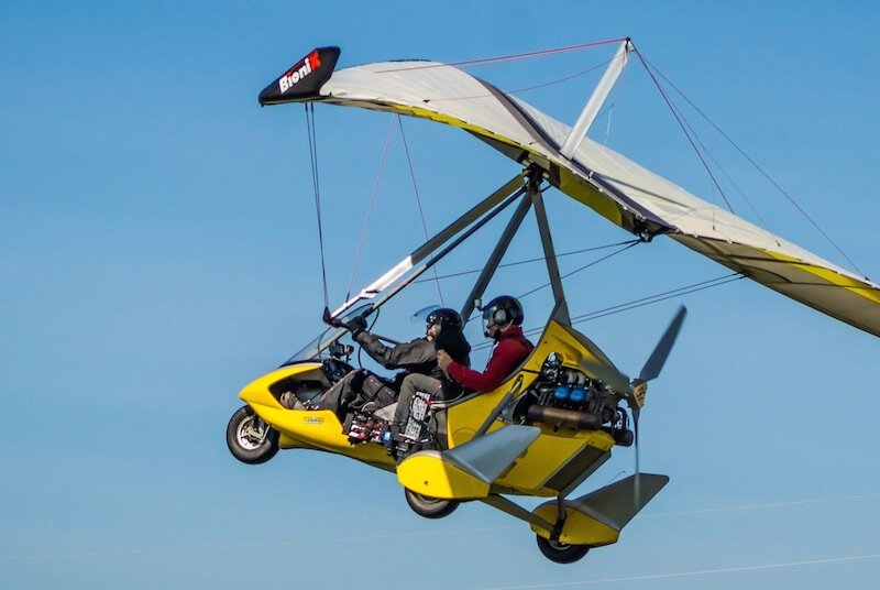 Hang gliding over mountains